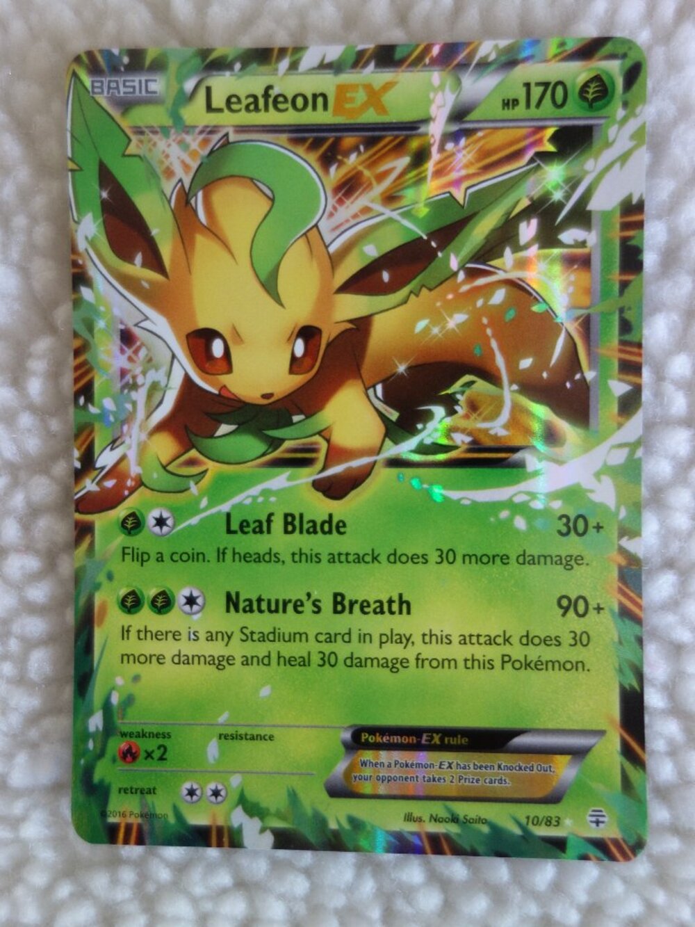 POKEMAN Leafeon EX 10/83 Rare Halo Card